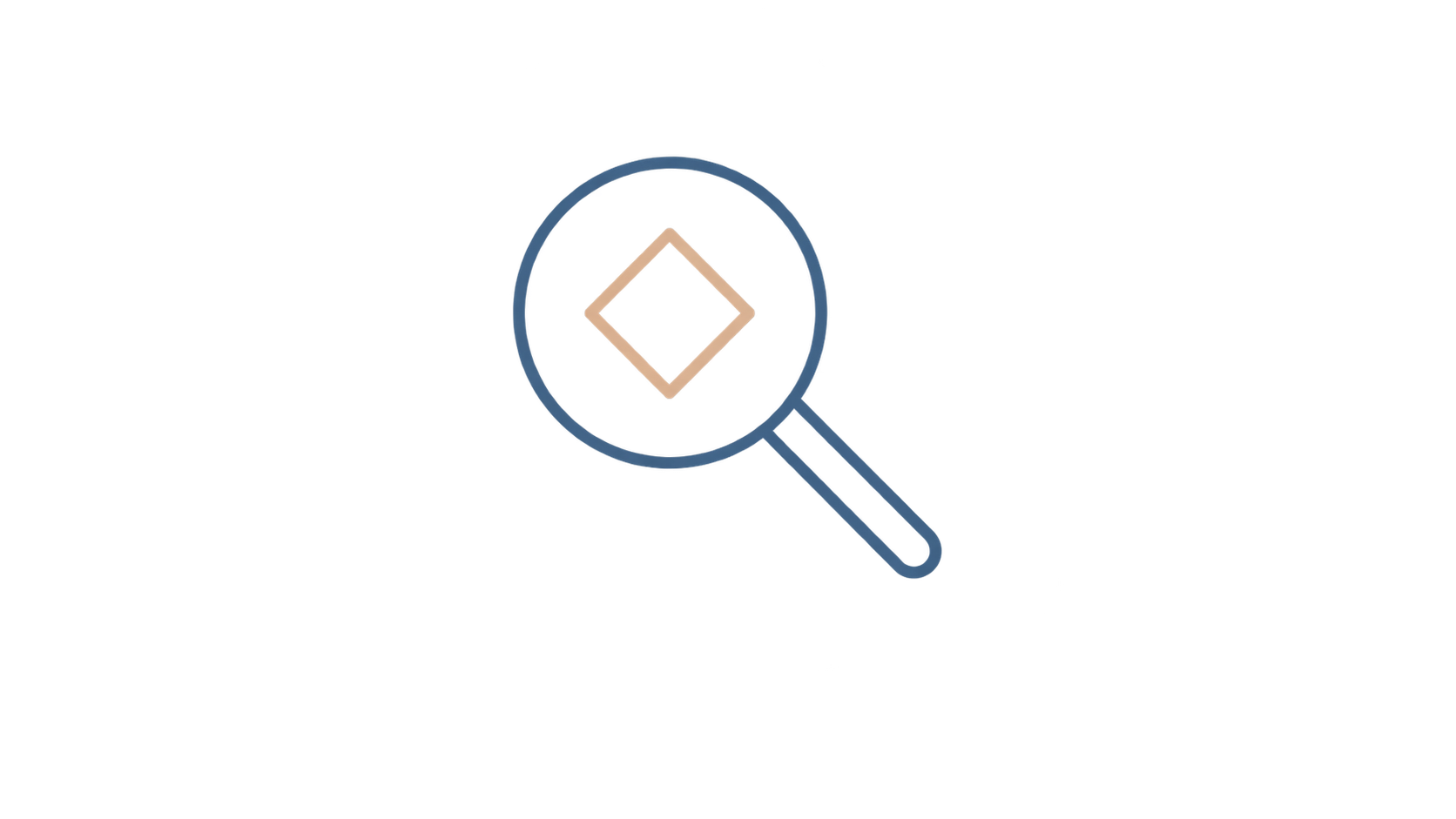 A blue magnifying glass highlighting a peach diamond, representing special situations
